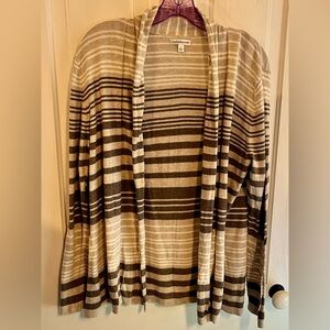 Croft & Barrow Striped Women's Tan & Brown Open Front Cardigan Size L